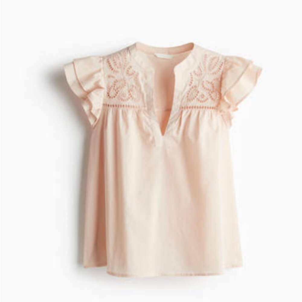 Blouse with eyelet embroidery